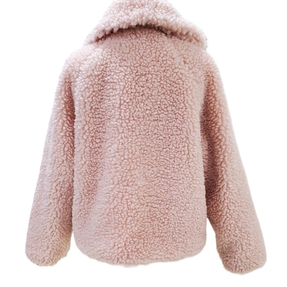 A New Day Light Pink Fuzzy Faux Fur Sherpa Women’s Jacket Coat Size Medium - Picture 3 of 16